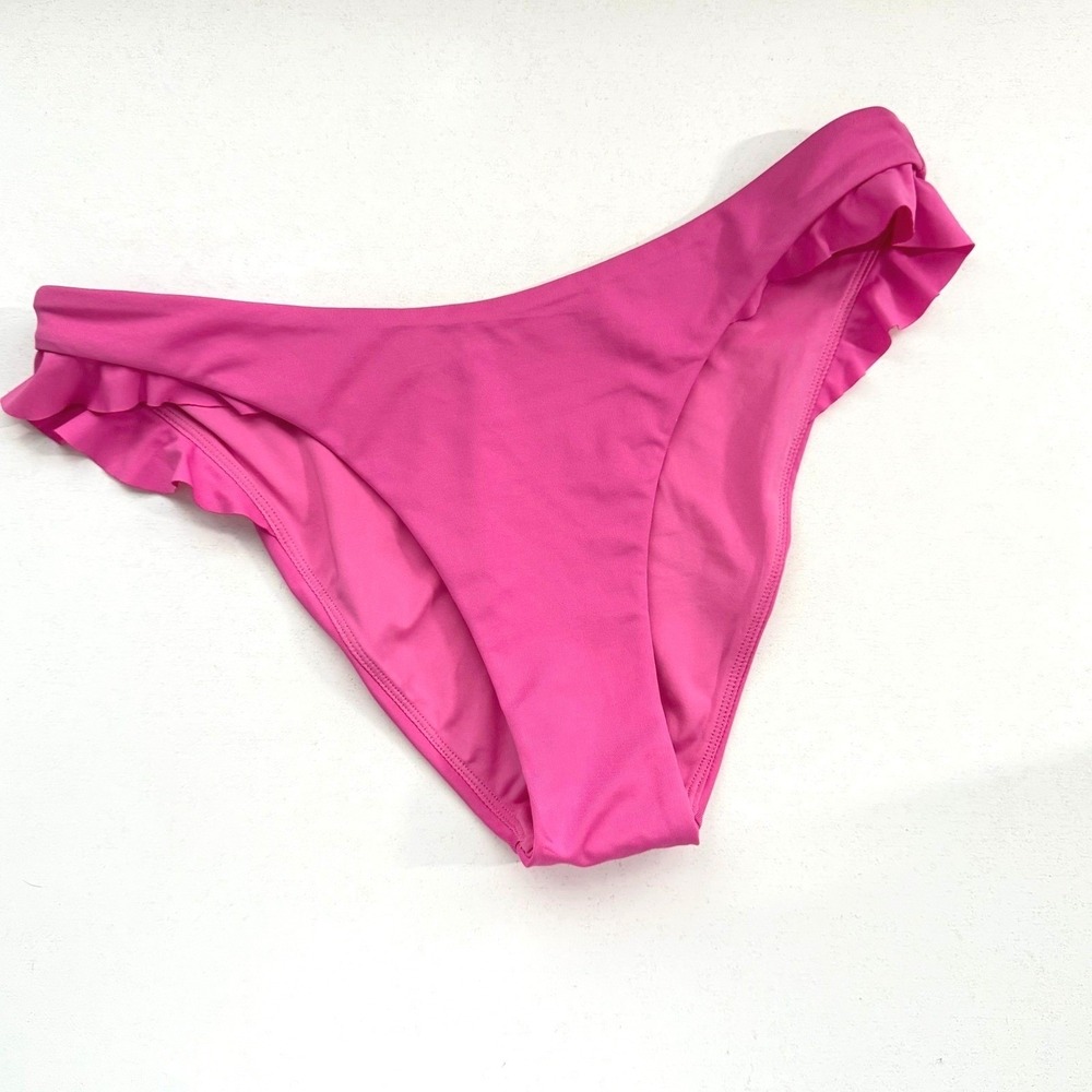 Carve Designs Pink Ruffle Bikini Bottoms Low Rise Swim‎ Small Fuchsia Magenta